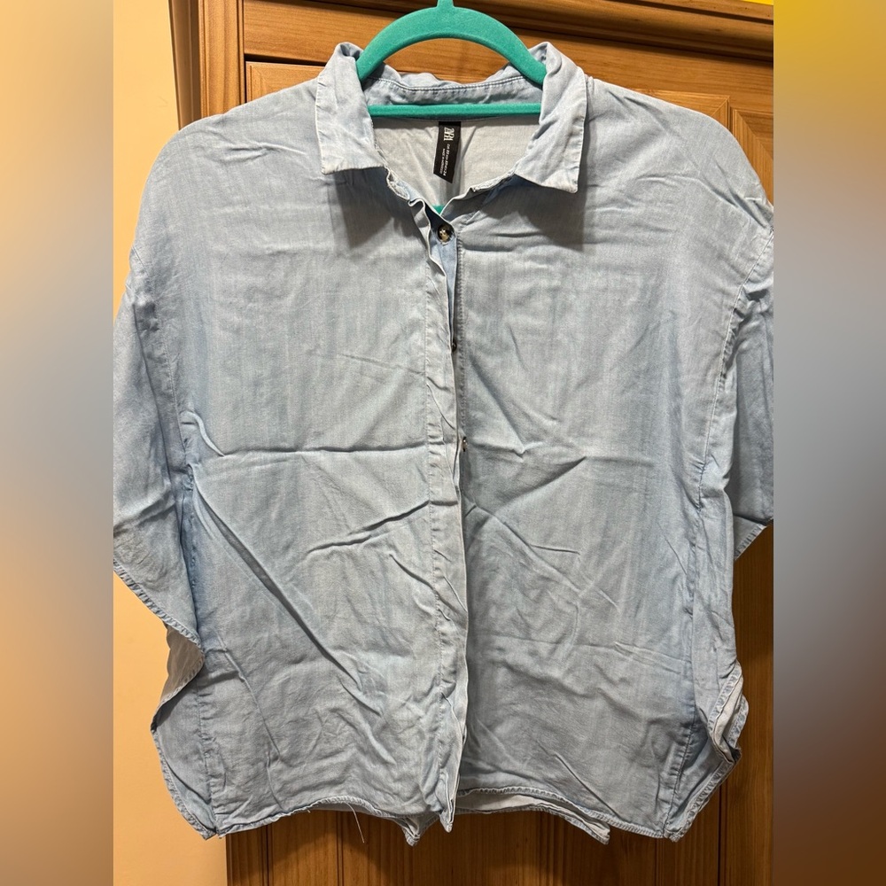 Zara Sky Blue Denim Shirt